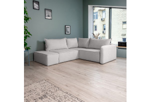 ПОРТЛЕНД 2XL Диван угловой с банкеткой светло-серый, букле