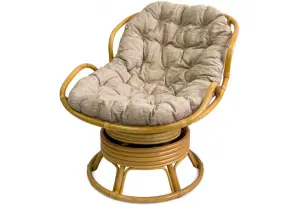 Вращающееся кресло из ротанга Папасан Челси в цвете мёд