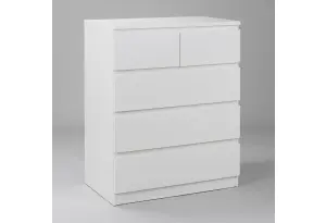Комод МАЛЬТА высокий с пятью выдвижными ящиками, цвет белый