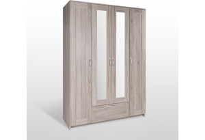 Шкаф СИРИУС четырёхдверный с одним выдвижным ящиком и двумя зеркалами, цвет Дуб Сонома