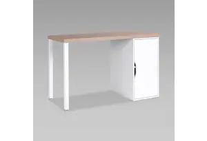 S01514 ИНГАР 1/ДВ/T стол письменный 120x75x55, дуб беленый/белый