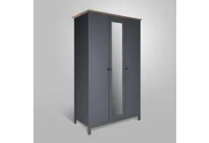 2.08.01.040.15 САГА шкаф 3 двери с зеркалом серый/ясень