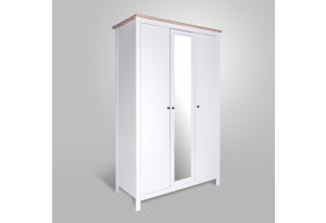 2.08.01.040.14 САГА шкаф 3 двери с зеркалом белый/ясень