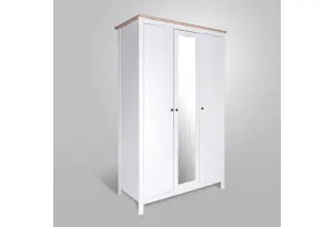 2.08.01.040.14 САГА шкаф 3 двери с зеркалом белый/ясень