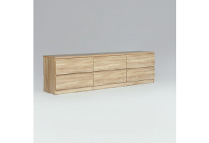 Тумба КАСТОР длинная с шестью ящиками, цвет Дуб Сонома