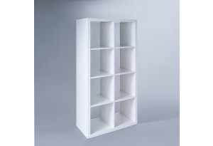 Стеллаж Фора 8, прямоуголной формы с двумя рядами ячеек, тамбурат, цвет белый