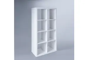 Стеллаж Фора 8, прямоуголной формы с двумя рядами ячеек, тамбурат, цвет белый