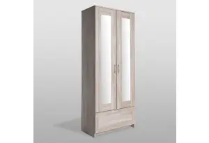 Шкаф СИРИУС двухдверный с одним выдвижным ящикам и двумя зеркалами, цвет Дуб Сонома