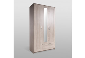 Шкаф СИРИУС трёхдверный с одним выдвижным ящиком и зеркалом, цвет Дуб Сонома