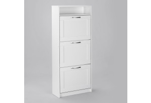 Тумба СИРИУС с нишей и тремя откидными полками для обуви, цвет белый