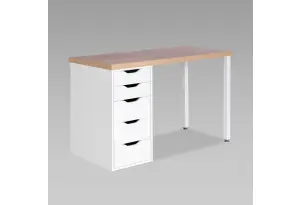 Стол письменный Ингар 1/5Т 120x75x55, дуб беленый/белый