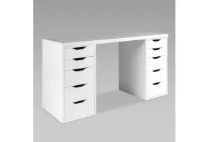 Стол письменный Ингар белый, 140x75, с двумя тумбами