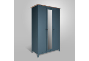 2.08.01.040.16 САГА шкаф 3 двери с зеркалом темно-бирюзовый/ясень