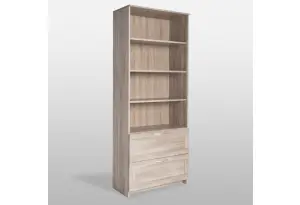 Стеллаж СИРИУС широкий, с двумя ящиками и четырьмя полками, цвет Дуб Сонома