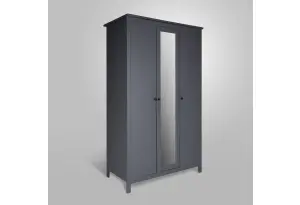 2.08.01.040.4 САГА шкаф 3 двери с зеркалом серый