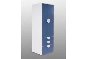 S02504 ПИКСИ шкаф распашной с 2 дверьми, 3 ящиками и полкой 60x57x183, озорной василек