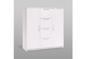 Тумба СИРИУС двухдверная с четырьмя ящиками, цвет белый
