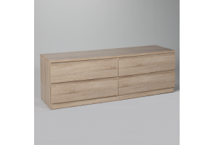 Комод МАЛЬТА низкий с четырьмя выдвижными ящиками, цвет Дуб Сонома