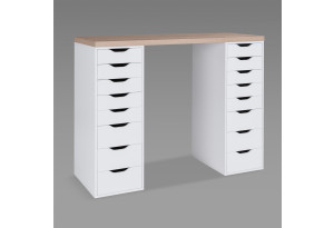 Стол письменный Ингар 2/88 140x106x55, дуб беленый/белый