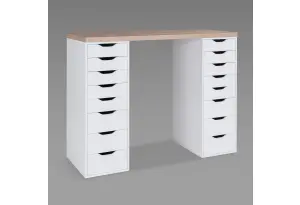 Стол письменный Ингар 2/88 140x106x55, дуб беленый/белый