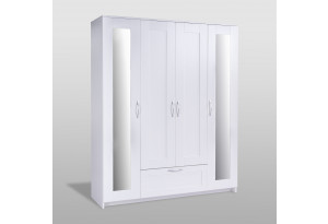 Шкаф комбинированный Сириус 4 двери, 1 ящик, 2 зеркала, белый