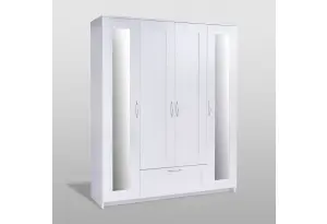 Шкаф комбинированный Сириус 4 двери, 1 ящик, 2 зеркала, белый