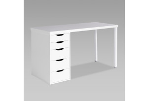 Стол письменный Ингар белый, 140x75, с одной тумбой