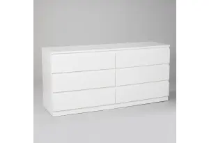 Комод МАЛЬТА длинный с шестью выдвижными ящиками, цвет белый