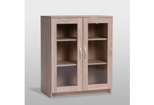 Тумба СИРИУС двухдверная с двумя стеклянными дверьми, цвет Дуб Сонома