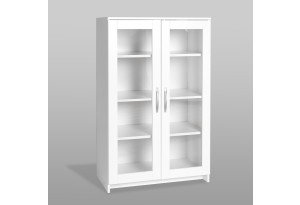 Тумба СИРИУС с двумя стеклянными дверьми, цвет белый