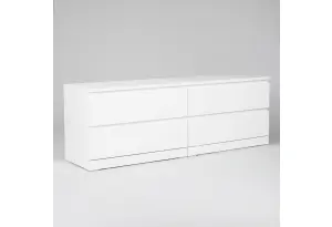 Комод Варма 4Д низкий с четырьмя выдвижными ящиками, цвет белый