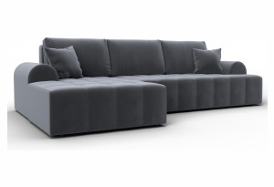 Диван угловой Лига-080 угол левый SEVEN 17 серый (Велюр)