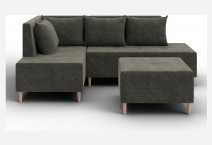 Диван угловой модульный с пуфом Лига-126 угол левый LAIM 10 темно-коричневый (Велюр)