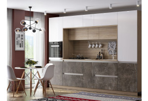 Модульная кухня Карина белый глянцевый / бетон темный 3,2 м