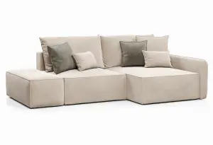 ПОРТЛЕНД Диван угловой с банкеткой светло-бежевый