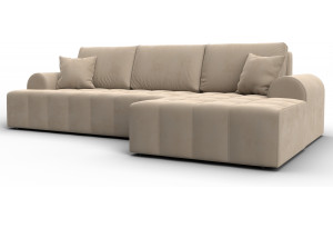 Диван угловой Лига-080 угол правый SEVEN 729 бежевый (Велюр)