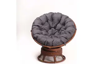 Кресло Папасан вращающийся с серой подушкой