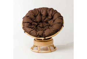 Кресло Папасан вращающийся с коричневой подушкой