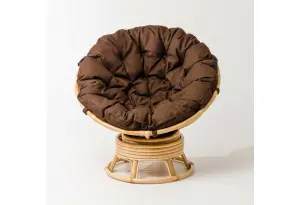 Кресло Папасан вращающийся с коричневой подушкой