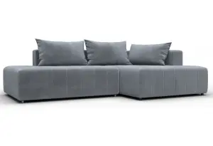 Диван угловой Лига-103 НПБ угол правый TOWER 10 серый (Велюр)