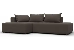 Диван угловой Лига-103 НПБ угол левый Амур 05 коричневый (Рогожка)