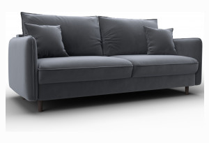 Диван прямой Лига-064 НПБ SEVEN 17 серый (Велюр)