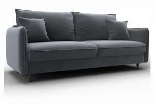 Диван прямой Лига-064 НПБ SEVEN 17 серый (Велюр)