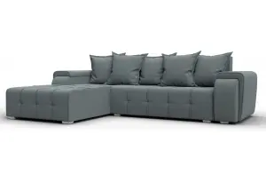 Диван угловой Лига-121 левый угол Амур 07 серый (Рогожка)