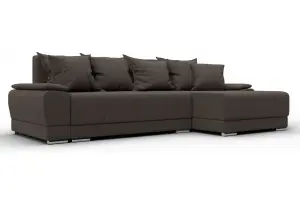 Диван угловой Лига-119 угол правый Амур 05 коричневый (Рогожка)
