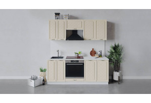 Кухонный гарнитур «Бьянка» длиной 200 см со шкафом НБ (Белый/Дуб ваниль)
