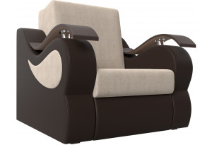 Кресло-кровать Меркурий 80 бежевый/коричневый (Рогожка/Экокожа)