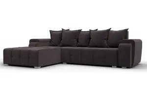 Диван угловой Лига-121 левый угол SEVEN 727 коричневый (Велюр)