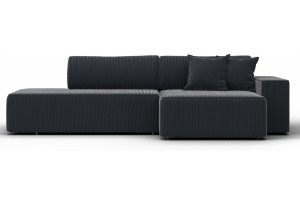 Диван угловой Лига-079 БП угол правый Vertical серый (Велюр)