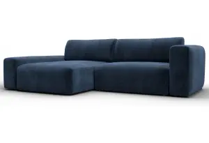 Диван угловой Лига-066 НПБ Лонг угол левый TOWER 13 синий (Велюр)